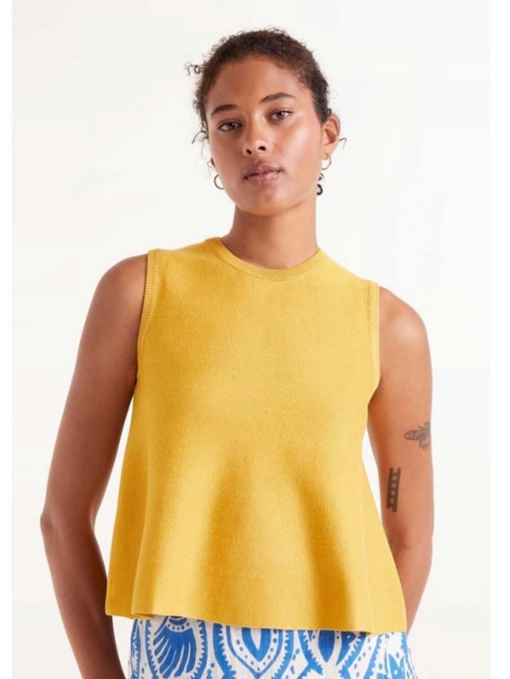 Bright Yellow Sleeveless Knit Tank Top